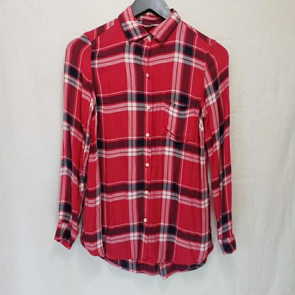 Old Navy The Classic Shirt Women's XS Red Plaid Cotton Flannel